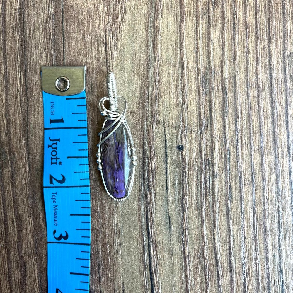 NEW Dark Purple *Charoite* Pendant | Silver Wrapped | Stone of Transformation - Picture 3 of 9